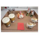 set of 5 salt & pepper shakers gold is coming off