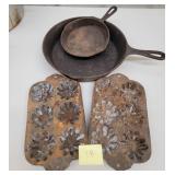 Cast iron skillets &  muffin pans
