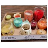 candles, some used, one shade,