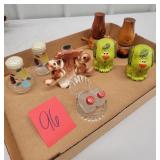 set of 5 salt & pepper shakers,  one set has a