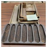 Cast Iron corn pan, cookie sheets & loaf pans