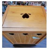 wood laundry basket heart accents