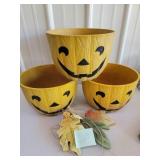 pumpkin flower pots & fall leaves