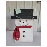 wood snowman missing nose & light bulb