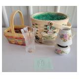 Easter baskets, vase, and lamp