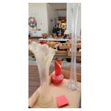 Glass vases, vintage, tallest damaged