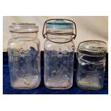 3 SKO "Queen" Canning Jars, Antique