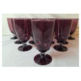 Purple Glass Footed Tumblers (14)