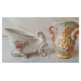 Lusterware Vase & Floral Sleigh Planter