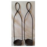 2 Black Metal Candle or Wine Bottle Holders