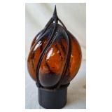 Handblown Caged Glass Wrought Iron Lamp Globe