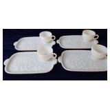 Milk Glass Dogwood & Teardrop Snack Set