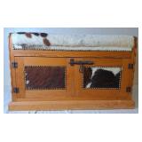 Wood Storage Chest w/Cowhide Style Accents