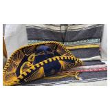 Authentic Mexican Sombrero and carpet poncho