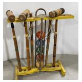 Vtg Croquet Set (missing mallets & ball)
