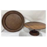 Walnut Pedestal Cake Plate & Tray