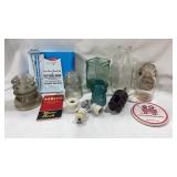 Antique Milk Bottles, glass insulators & Rain
