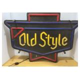 Vtg Plastic Neon-Look Old Style Beer Sign