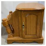 Oak End Table With Storage & Magazine Rack