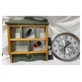Battery Op Wall Clock & Magnetic Back Wall Shelf