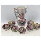 Hand painted salt cellars & pitcher
