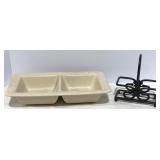 Longaberger ivory divided dish