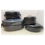 Enamel Roasting Pans with Lids