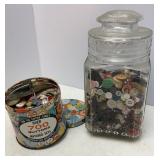 Tin & Glass Jar of Buttons