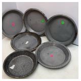 Grey Spongeware Pie Plates