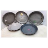 Grey Enamel Pie Plates & Bowl