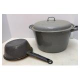 Grey Enamel Stock Pot & Sauce Pan