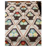 Unfinished Hexagon Flower Garden Basket Quilt