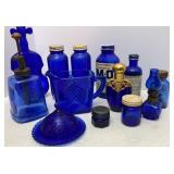 Vtg Cobalt Blue Medicine & Other Bottles