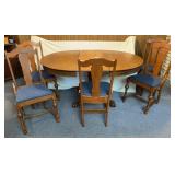 Antique Claw Feet Oak Dining Table & 6 Chairs