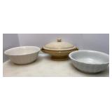 Antique Meakin Ironstone Bowls & Covered Dish
