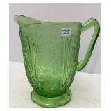 Uranium Depression Glass Water Pitcher