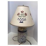 Blue sponge crock table lamp