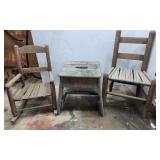 Children's' Chairs, (2)  vintage stool