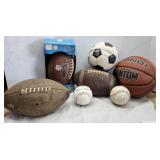 Balls, Footballs, basketball, softballs