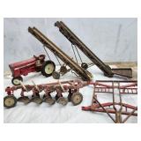 ERTL Farm Toys, elevators, plow, tractor