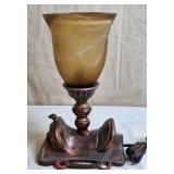 Western Saddle Accent Lamp w/Frosted Amber Glass