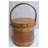 Primitive Wooden Firkin Bucket w/Lid
