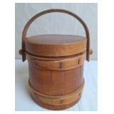 Primitive Wooden Firkin Bucket w/Lid