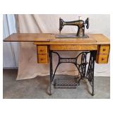 Singer Sewing Machine w/Treadle Cabinet, Antique