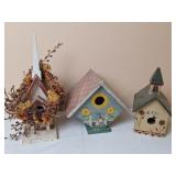 3 Wooden Decorative Birdhouses