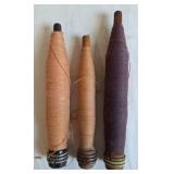 3 Vintage Wooden Spools of Thread