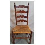 Tell City Mahogany Ladder Back Chair w/Rush Seat