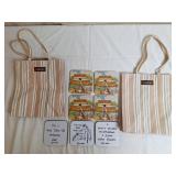 2 Longaberger Striped Tote Bags and Coasters