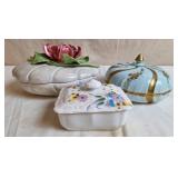 2 Covered Candy Dishes & Covered Soap Dish,