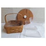 1985 Longaberger Berry Basket, Round Wood Lid &